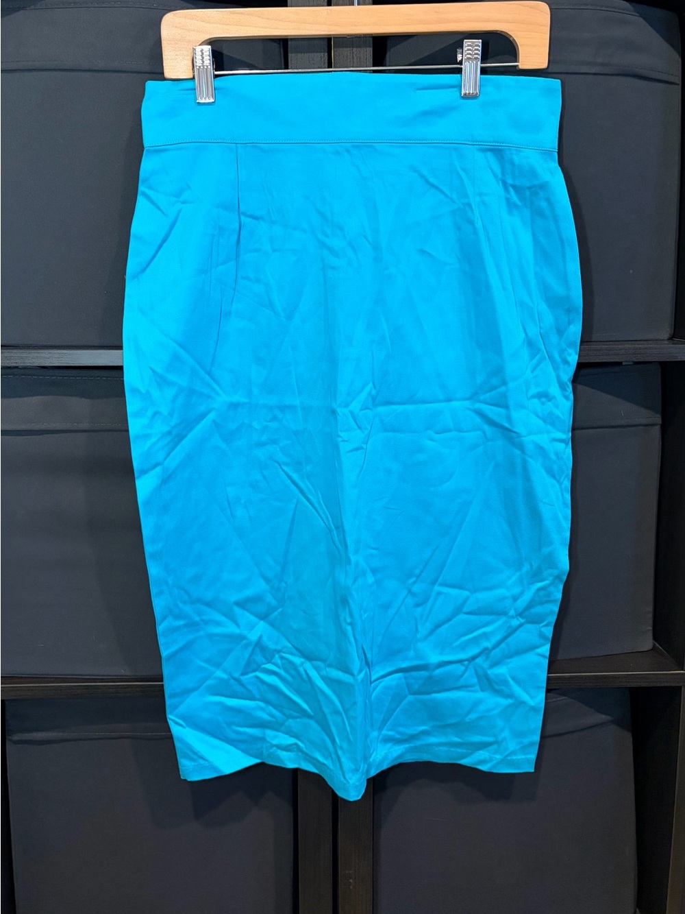 Pinup Couture Turquoise Blue Satin Pencil Skirt Size L NWOT